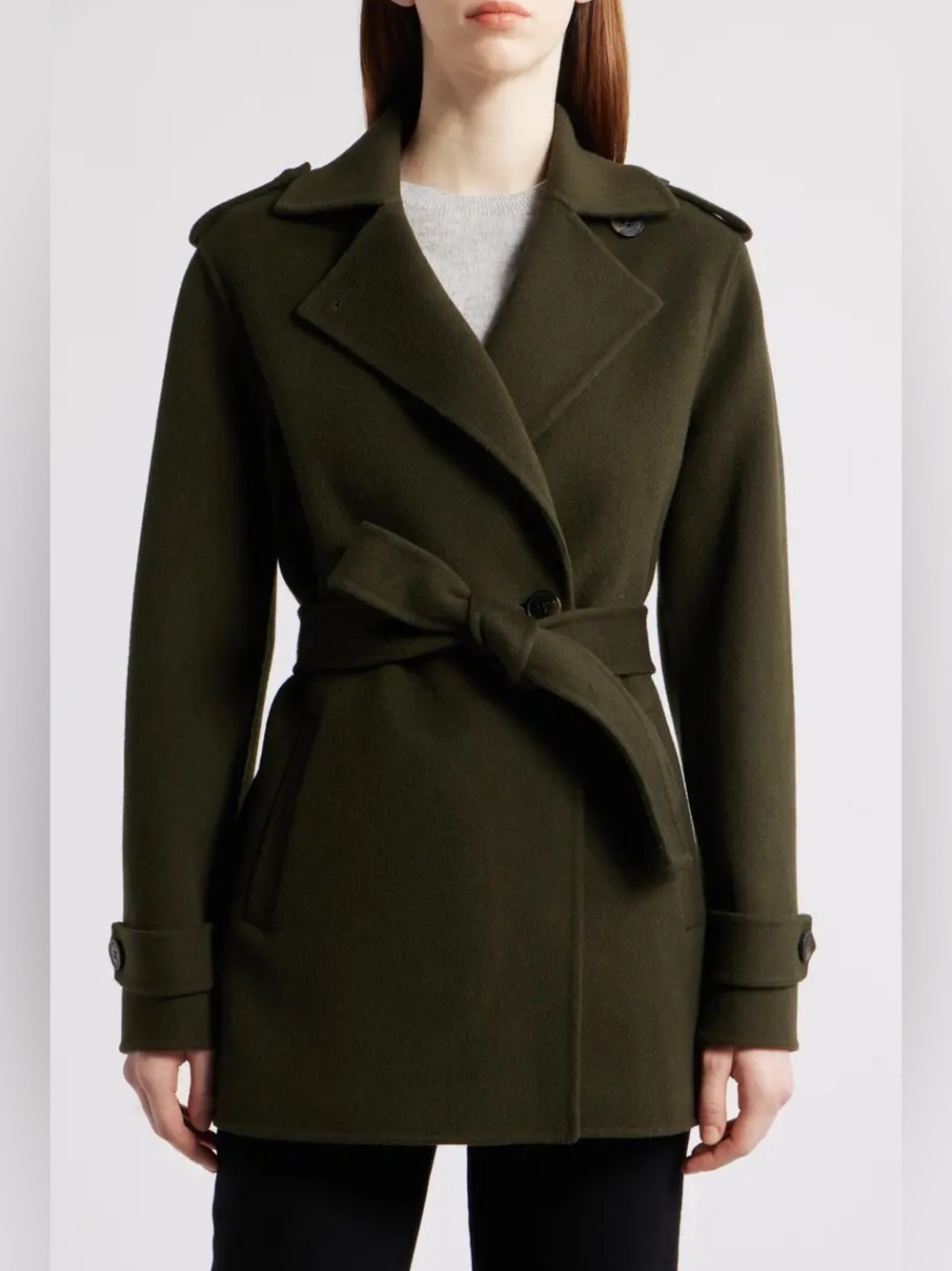 NWT Michael Kors double face wool blend‎ crop trench ivy